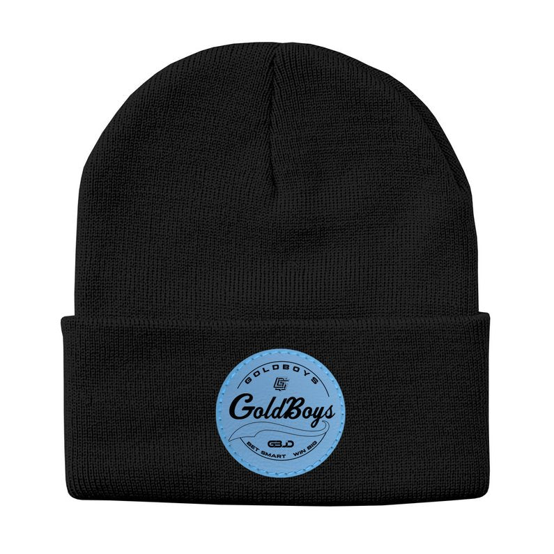 GoldBoys Stamp (Black) Beanie with Round Leather Patch
