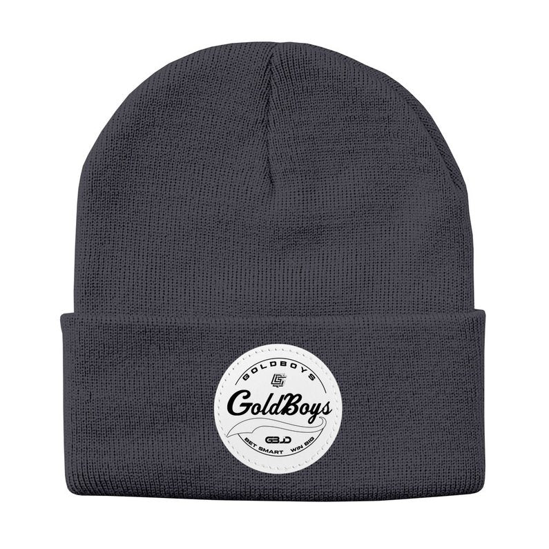 GoldBoys Stamp (Black) Beanie with Round Leather Patch